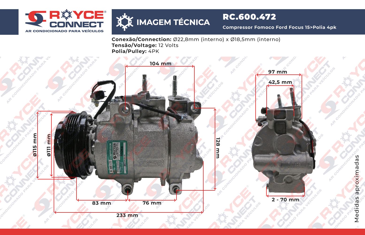 Compressor Modelo Fomoco Ford Focus Volts Polia Pk Mm